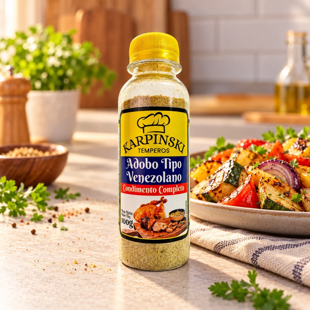 Tempero Adobo Venezolano Completo Karpinski 100 g — com legumes assados