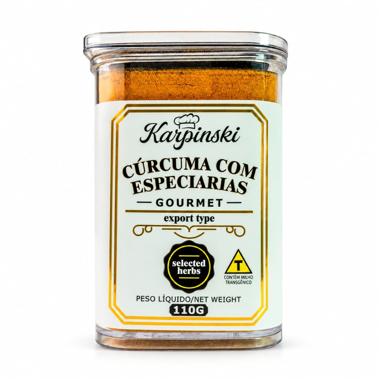 Tempero Cúrcuma com Especiarias Karpinski 110 g — embalagem em fundo branco