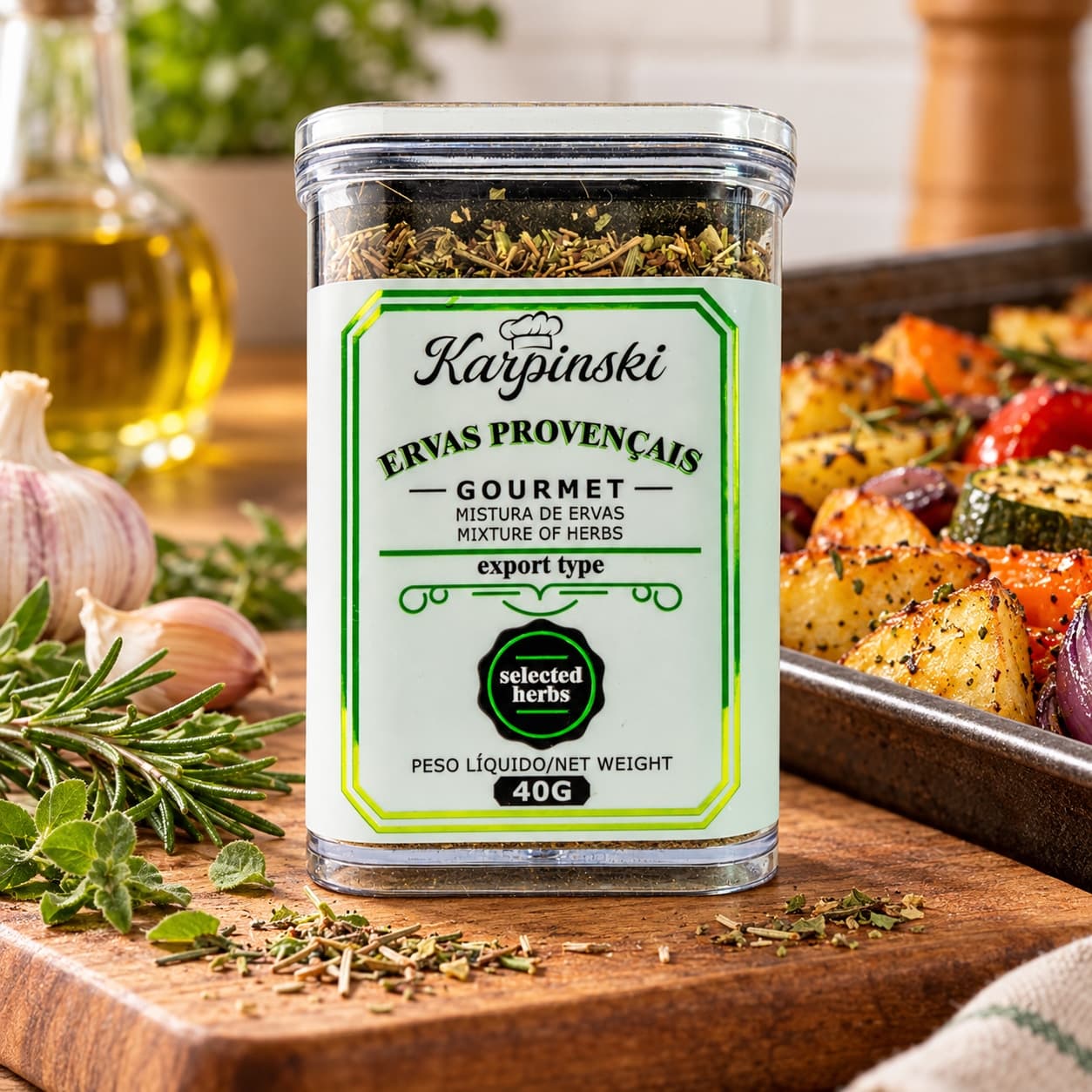 Ervas Provençais Gourmet Karpinski 40 g — no preparo com legumes assados