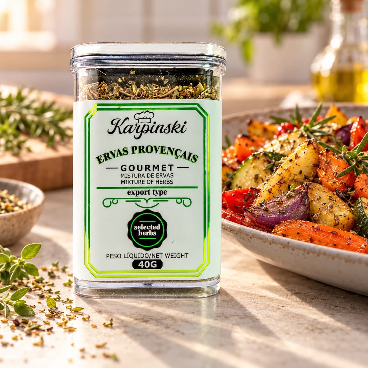 Ervas Provençais Gourmet Karpinski 40 g — com legumes assados