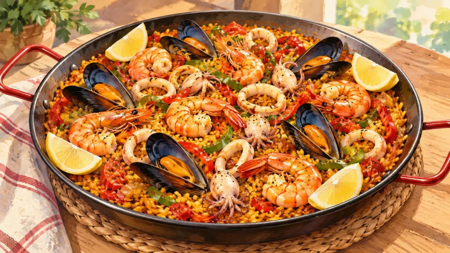 Paella Valenciana com Frutos do Mar e Tempero Especial