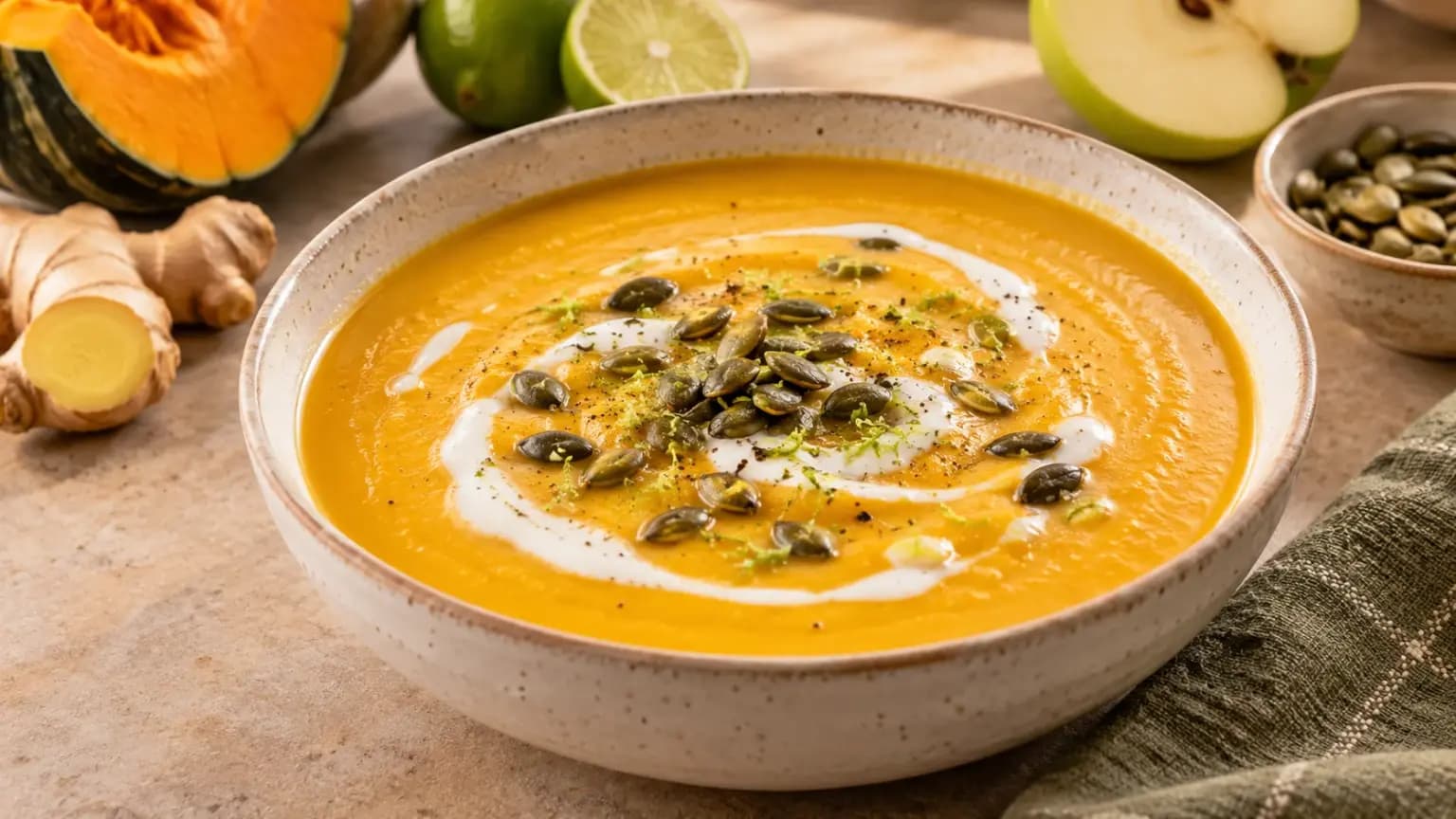 Sopa Cremosa de Abóbora com Gengibre e Leite de Coco