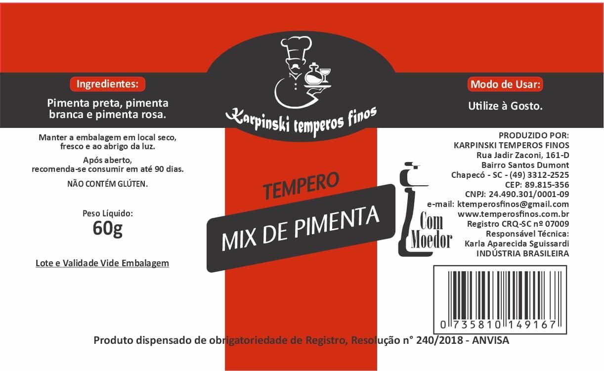 Pimenta Mix em Grão 60GR