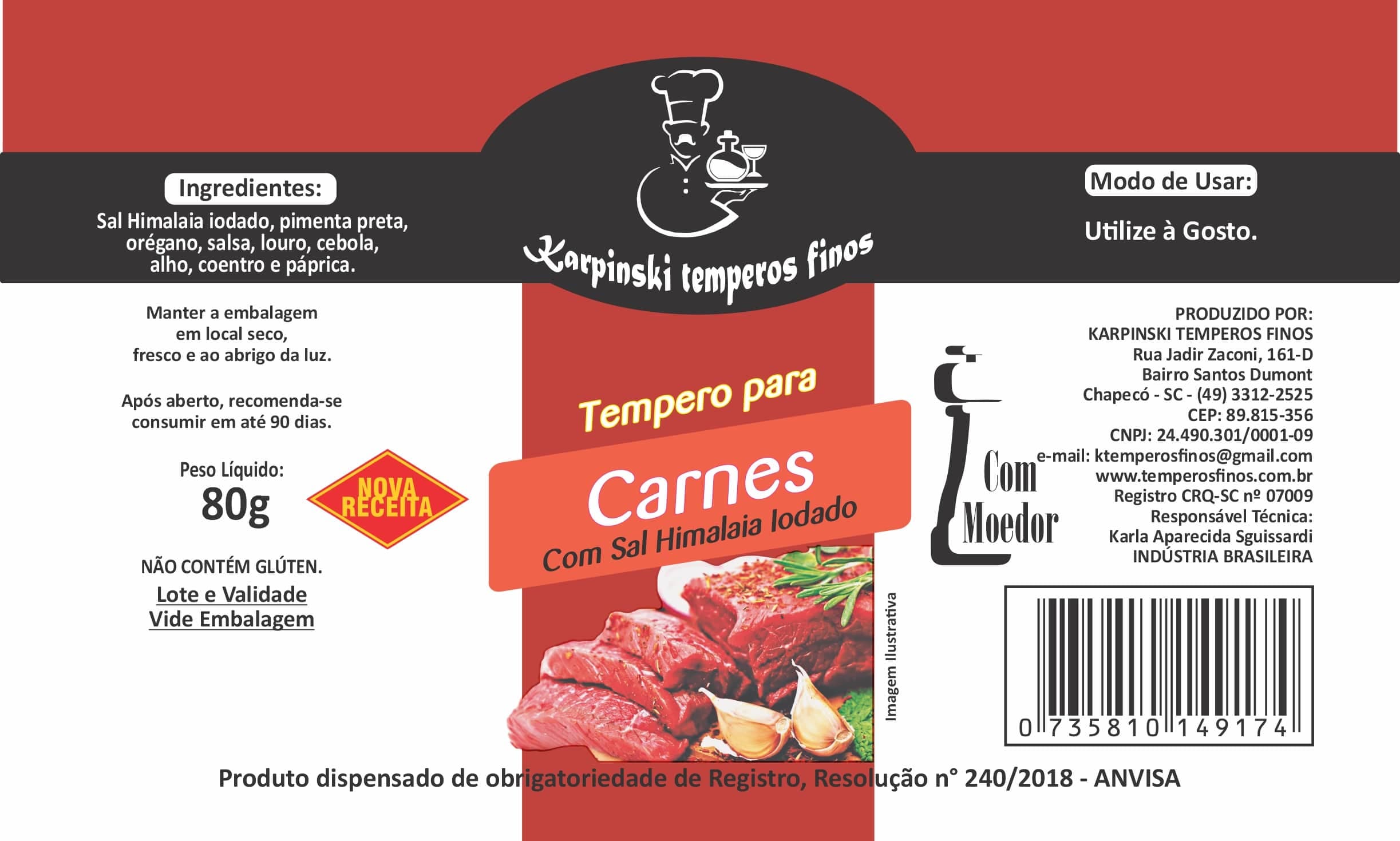 Tempero Completo para Carnes C/Moedor
