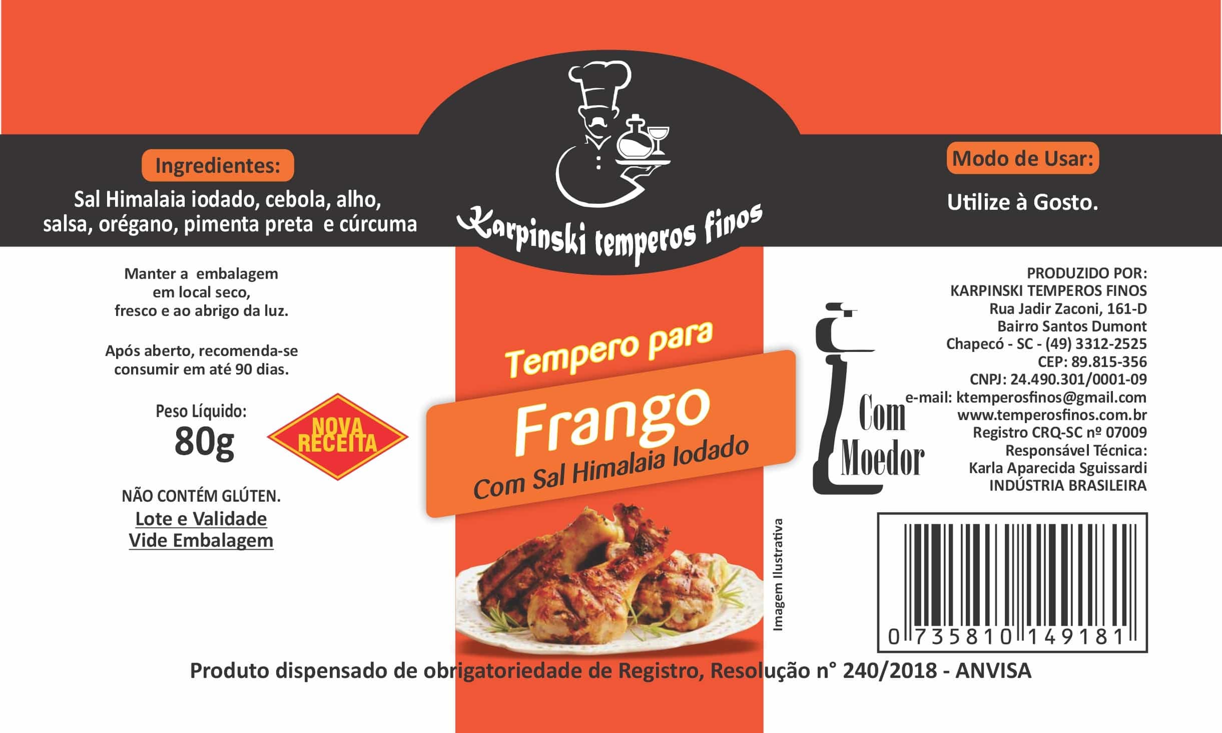 Tempero Completo para Frango C/Moedor