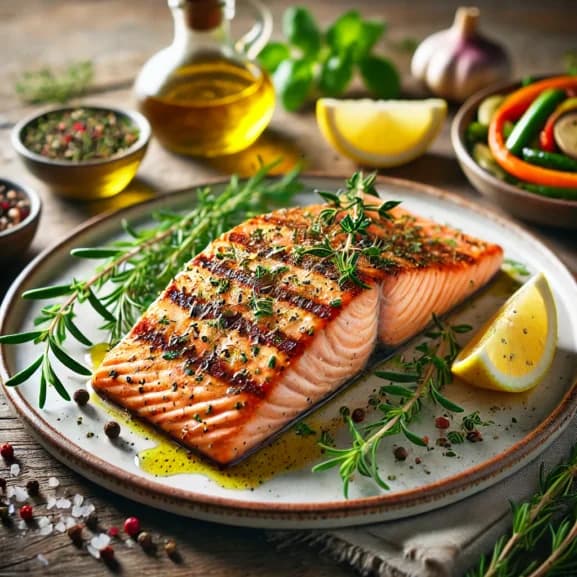 Endro Desidratado: Posta de Salmão Grelhada com Ervas Frescas